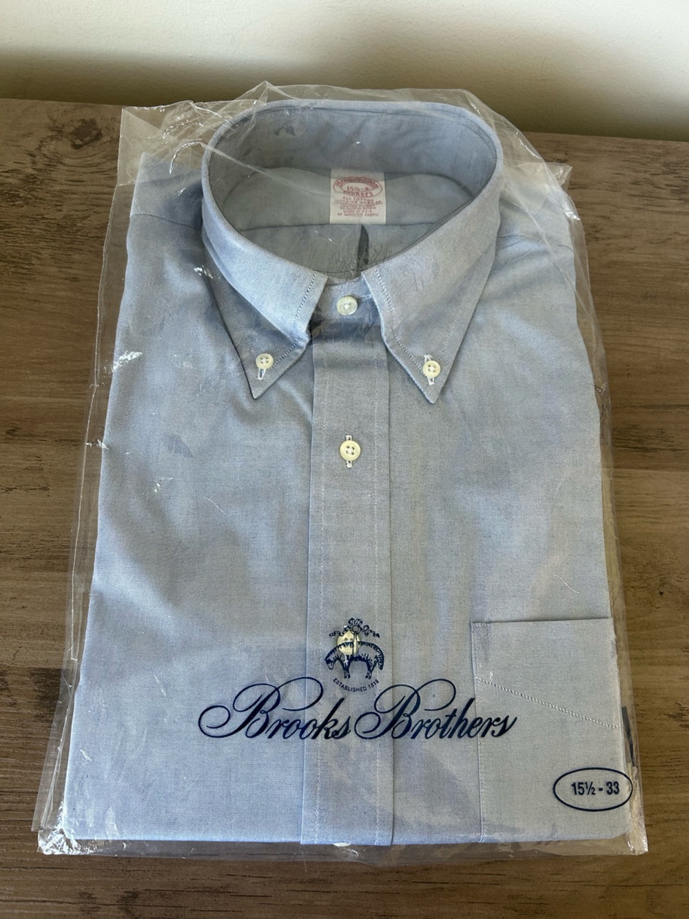 Brooks Brothers Makers Long Sleeve Blue Button Down Shirt Size 15 1/2 New